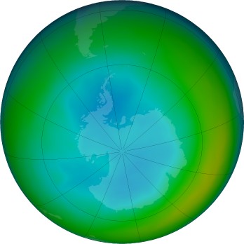 Antarctic ozone map for 2019-07